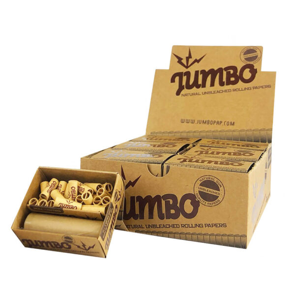 Jumbo Rollos de 5 Metros sin Blanquear con Filtros Pre-enrollados, papel natural y ecológico para una experiencia de fumar más limpia.