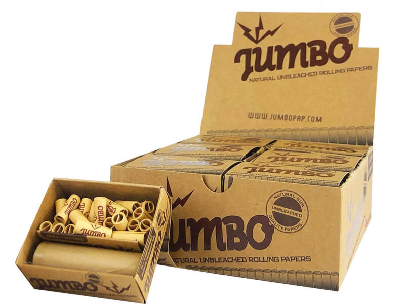 Jumbo Rollos de 5 Metros sin Blanquear con Filtros Pre-enrollados, papel natural y ecológico para una experiencia de fumar más limpia.